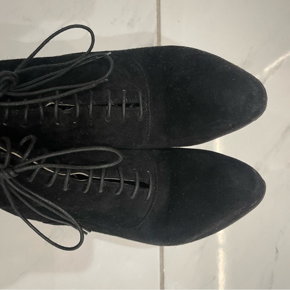 Prada Black Suede Lace Up Booties - Size 35 - Picture 3 of 13